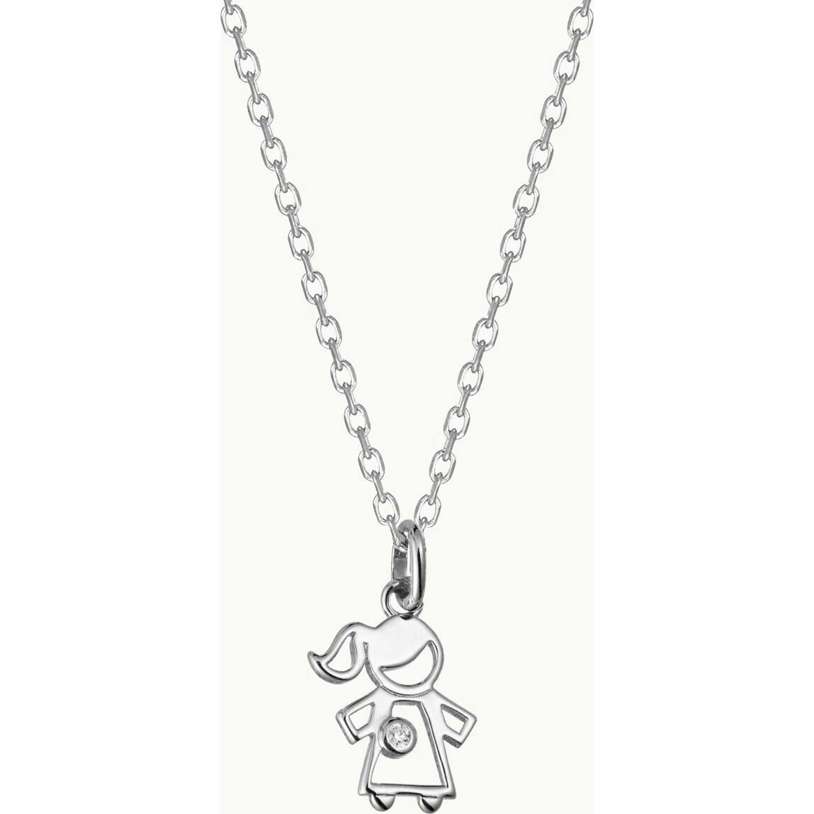 Children's Mini Crystal Girl Necklace, Sterling Silver