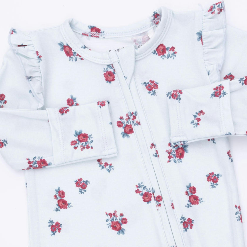 Alyssa Floral - 2 Way Ruffle Sleeve Zipper Footie