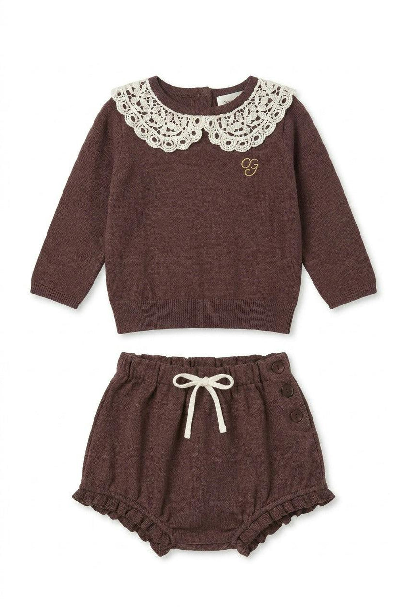 Crochet Collar Sweater & Bloomer Set
