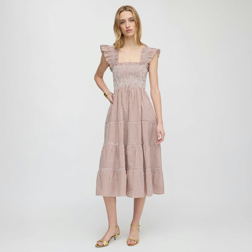 The Ellie Nap Dress - Cognac Gingham