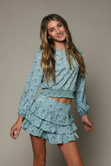 3-Tiered Mini Skirt With Smocked Waistband