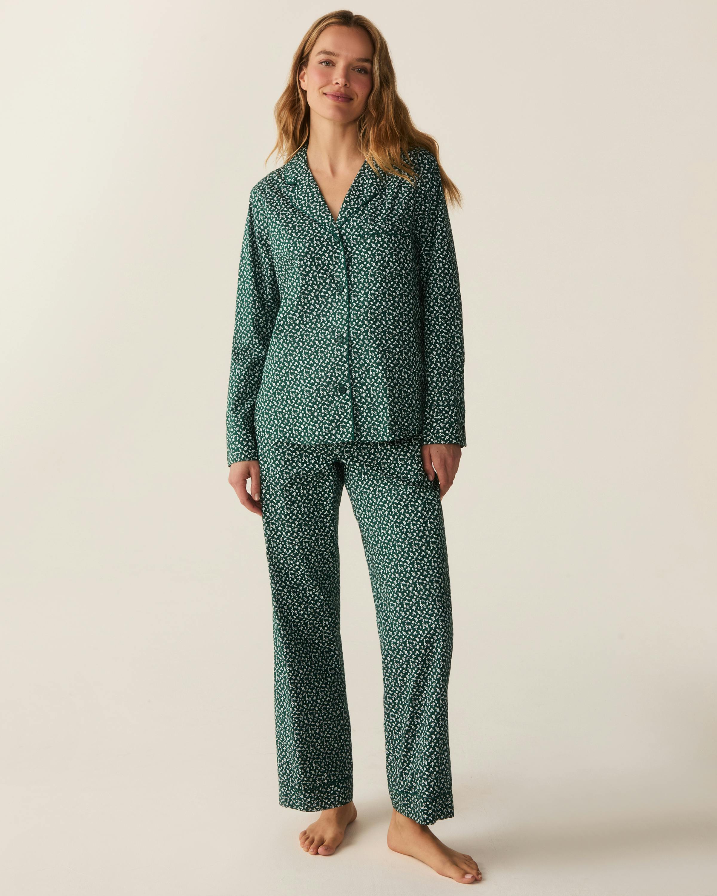 Women's Poplin Pajama Set in Ditsy Waltz Evergreen