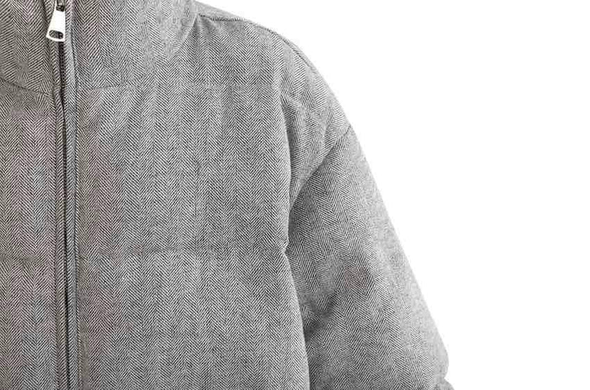 Gray Puffer Jacket with High Collar