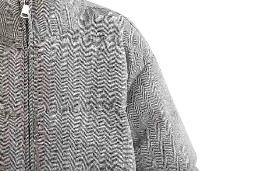Gray Puffer Jacket with High Collar