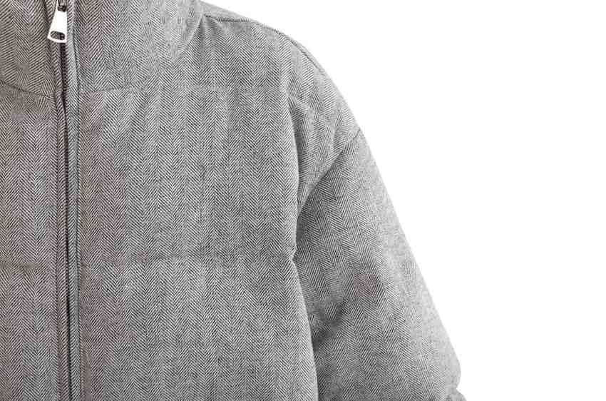 Gray Puffer Jacket with High Collar