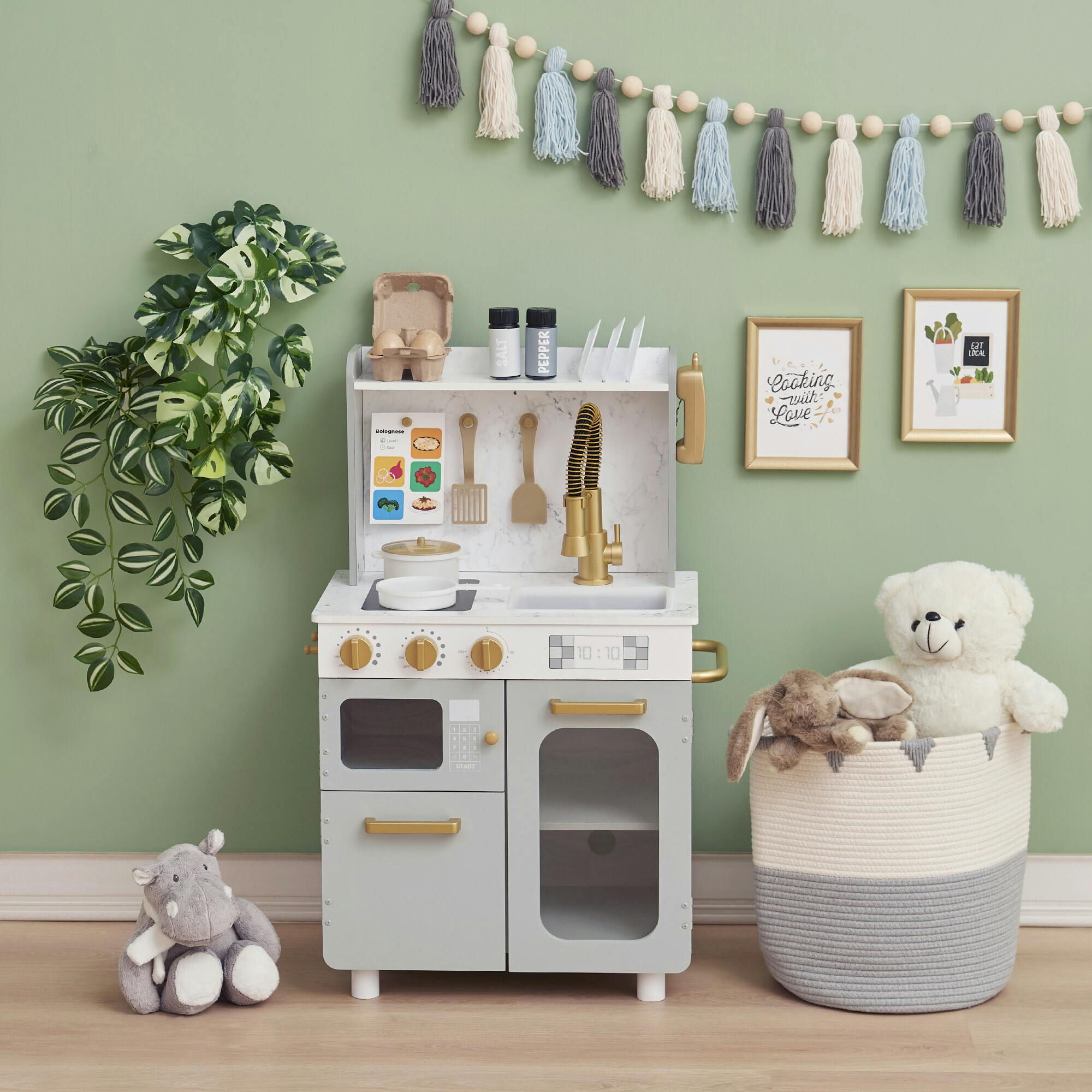 Little Chef Memphis Small Play Kitchen - Gray/Gold