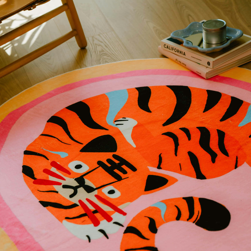 Oval Tiger Area Rug by Lu Yang