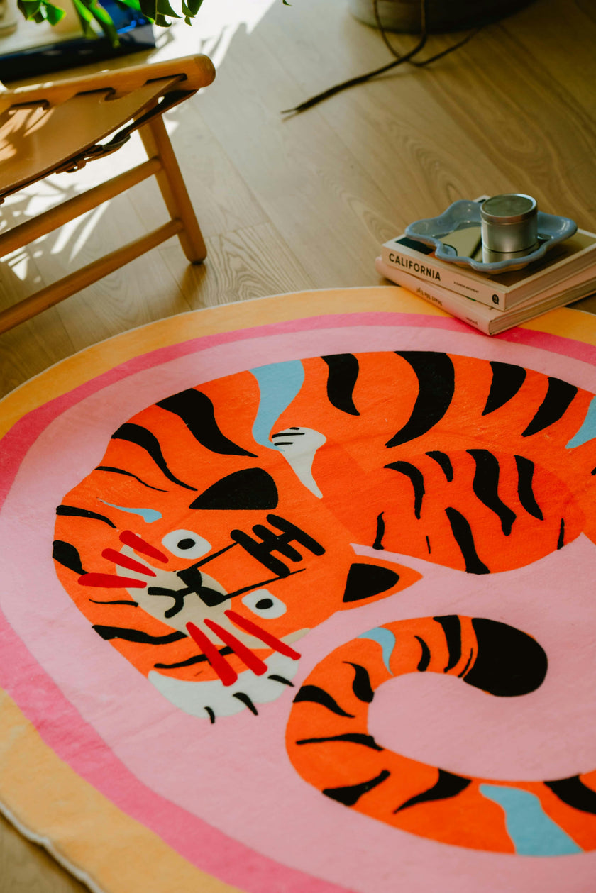 Oval Tiger Area Rug by Lu Yang