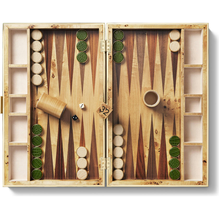 Croc Leather Backgammon Set w/Dice