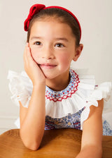 Plain Linen Hairband in Red