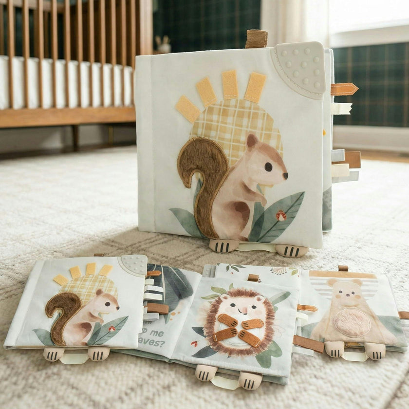 Soft Baby Book with Touch and Feel Pages - Sensory Book for Babies 0-6 Months with Textured Animals, Mirror & Crinkle Paper - Perfect for Baby Showers