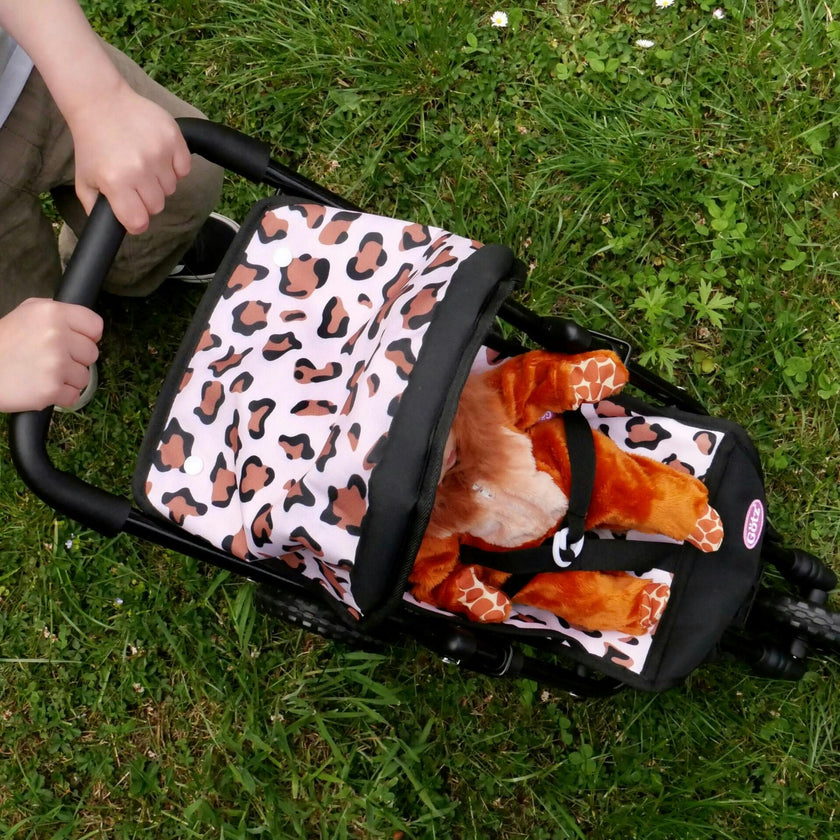 Gotz 3‑Wheel Doll Buggy “Little Tiger” – Compact Tiger‑Print Doll Stroller with Sunshade
