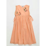 BIRDS EMBROIDERED DRESS PEACH