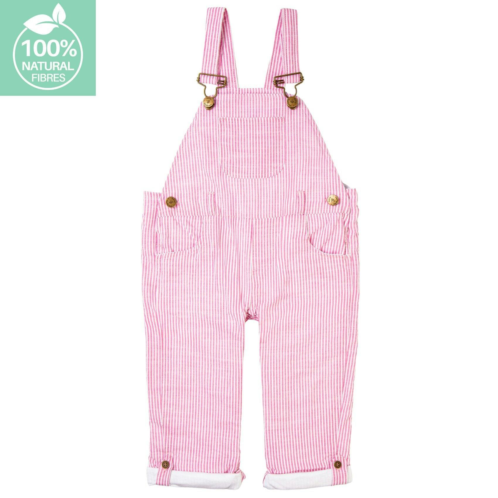 Fuchsia Seersucker Overalls