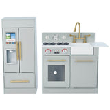 Little Chef Charlotte Modern Play Kitchen, Silver Gray/Gold