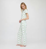 The Kelly Pajama Set - White/Green Arcadia Border