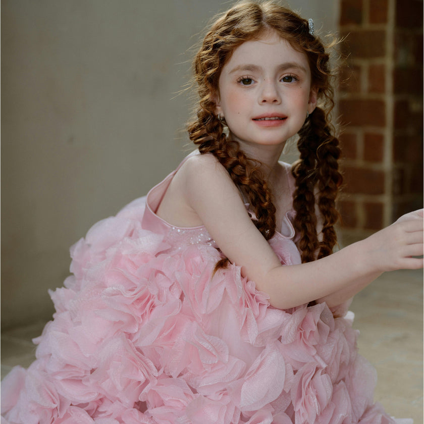 Pink Arabella Glitter Ruffle Dress