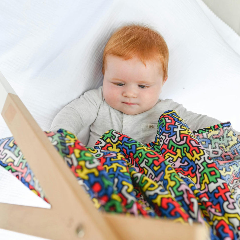 Etta Loves X Keith Haring XL 'Brazil' Print Muslin Multi-Purpose Square Blanket