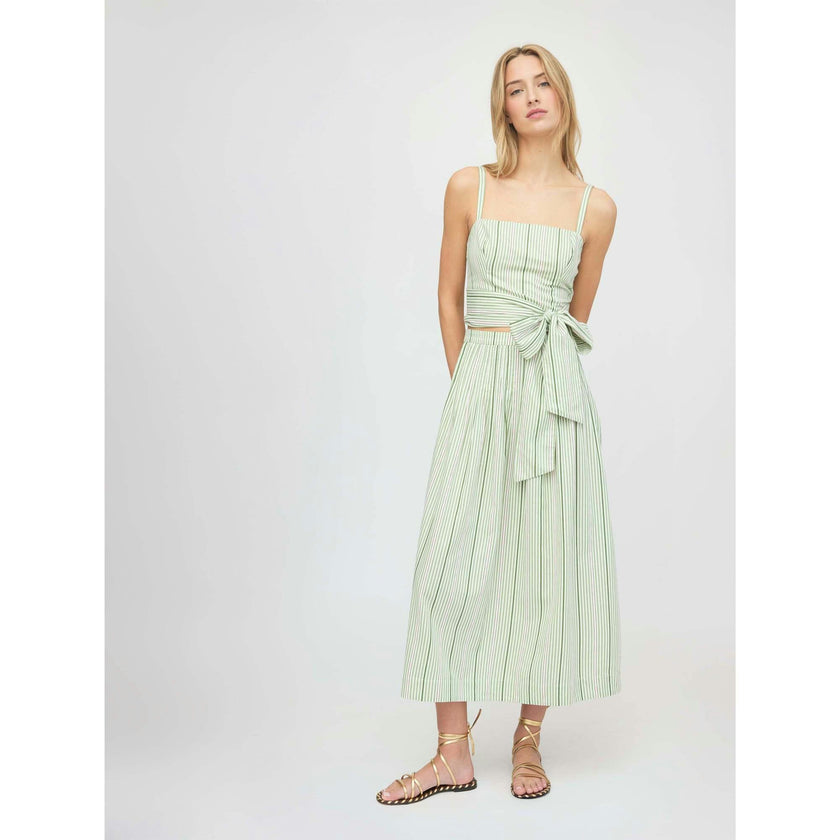 The Miranda Top - Green Jacquard Stripe
