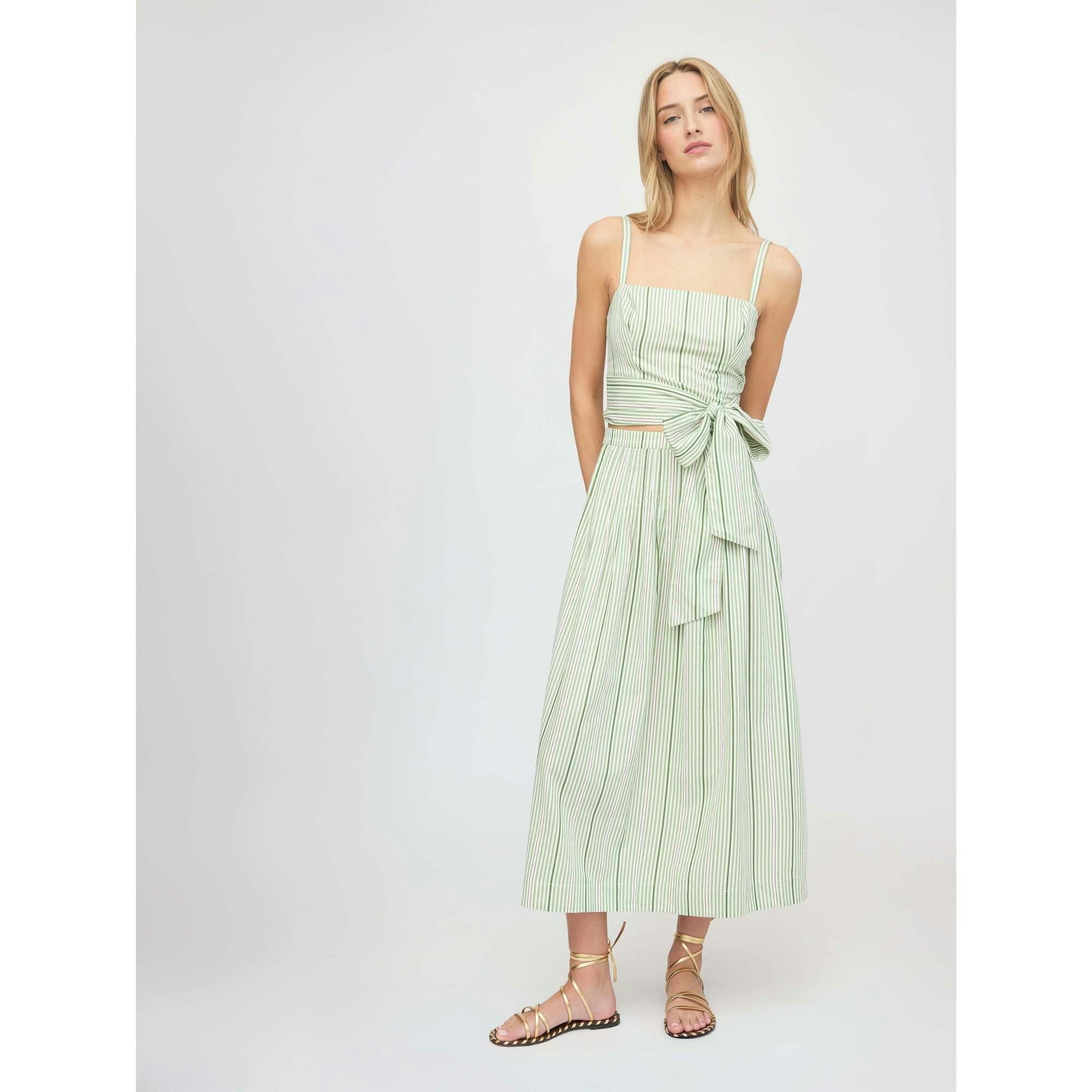The Miranda Top - Green Jacquard Stripe
