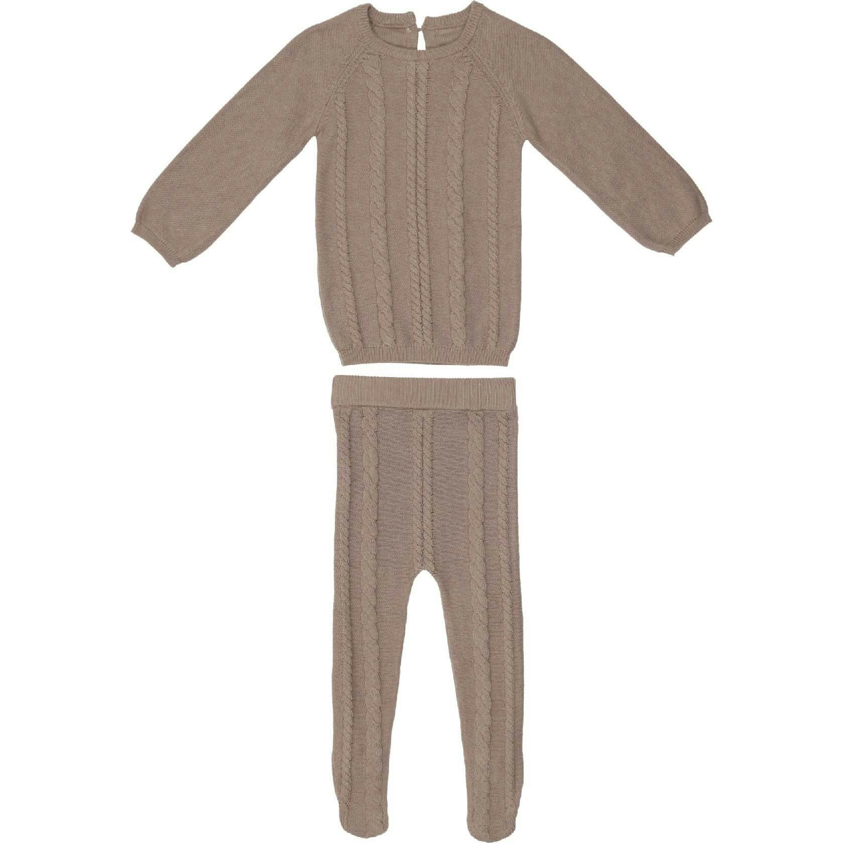 Cable Knit Long Sleeve Sweater & Pant 2-Piece Set
