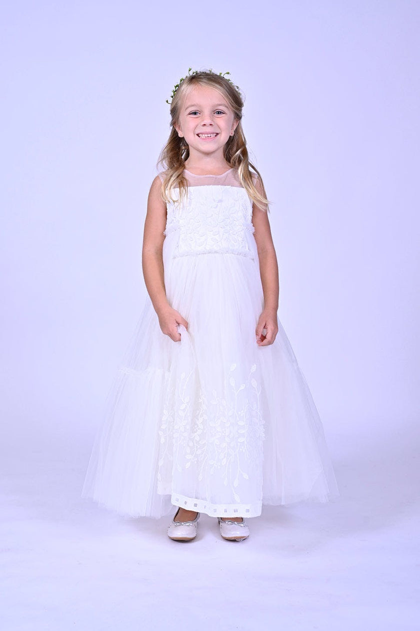 White Embroidered Tulle Dress