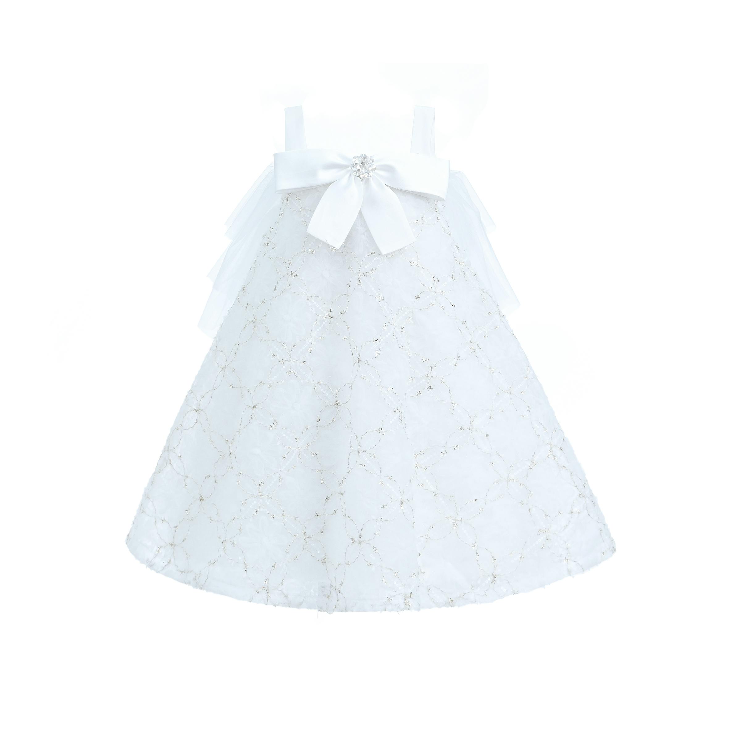 White Floral Bow Cadiz Dress