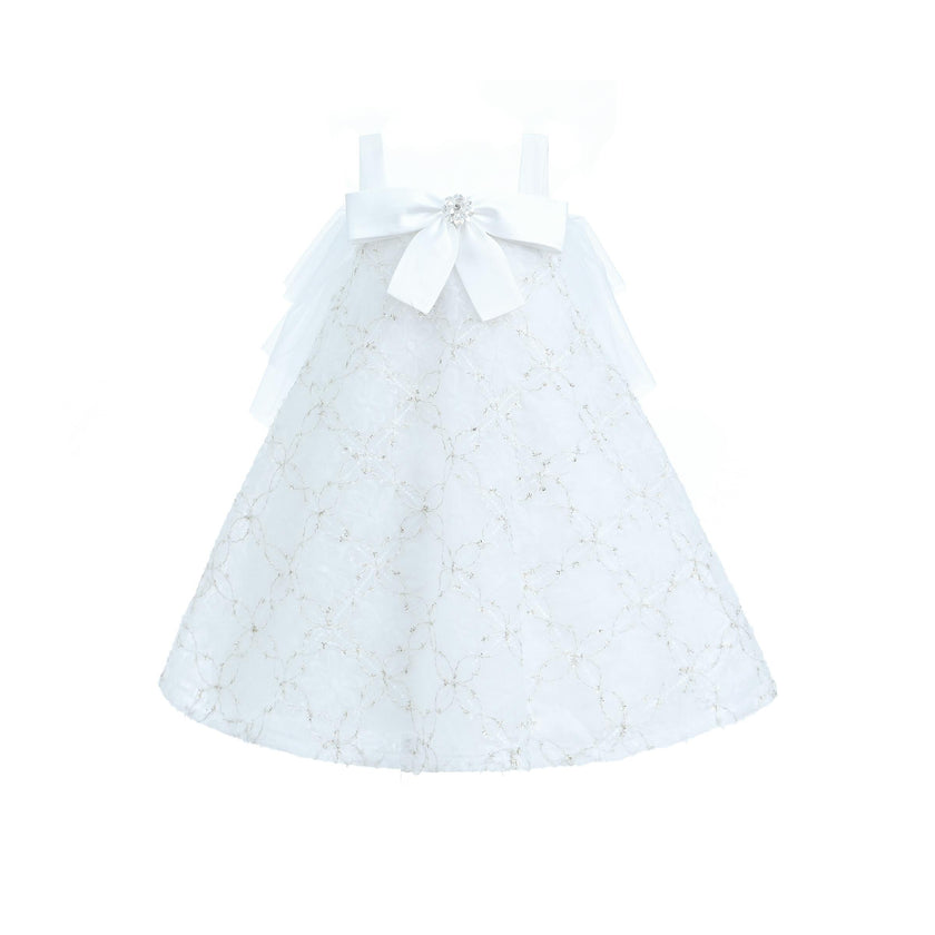 White Floral Bow Cadiz Dress