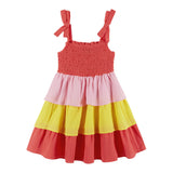 Girls Layered Gauze Dress | Color Blocked