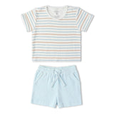 Organic Terry Tee & Shorts Set - Cabana Stripes
