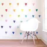 Watercolor Hearts • Rainbow • Small • Peel-and-Stick Wall Decals