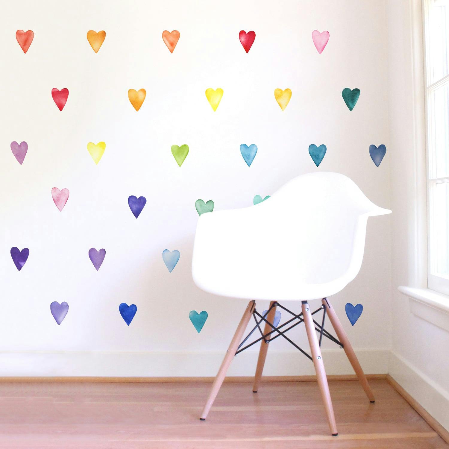 Watercolor Hearts • Rainbow • Small • Peel-and-Stick Wall Decals