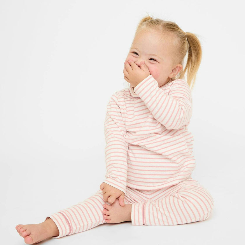 Andy Baby Legging, Dusty Rose Mini Stripe