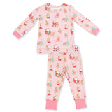 Vintage Reindeer & Santa Pink - Long Sleeve Loungewear Set