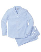 Men's Twill Pajama Set in French Blue Stripes