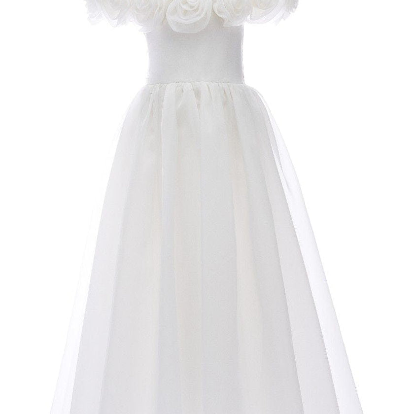 Ivory Chloe Rose Appliqué Tulle Dress