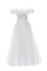 Ivory Chloe Rose Appliqué Tulle Dress