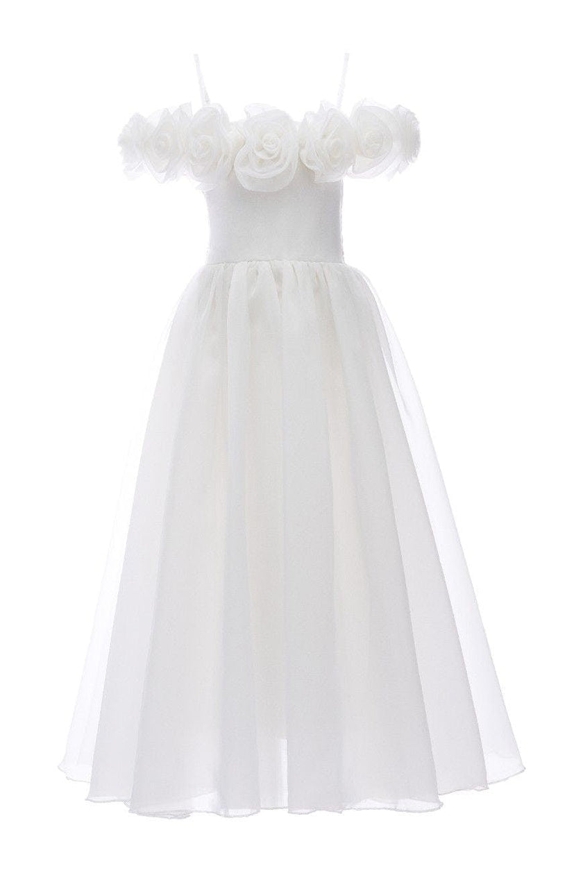 Ivory Chloe Rose Appliqué Tulle Dress