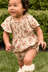 Baby Jovie Romper in Ivory Heritage Rose