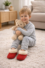 Fur Baby and Kids Booties Slippers, Red