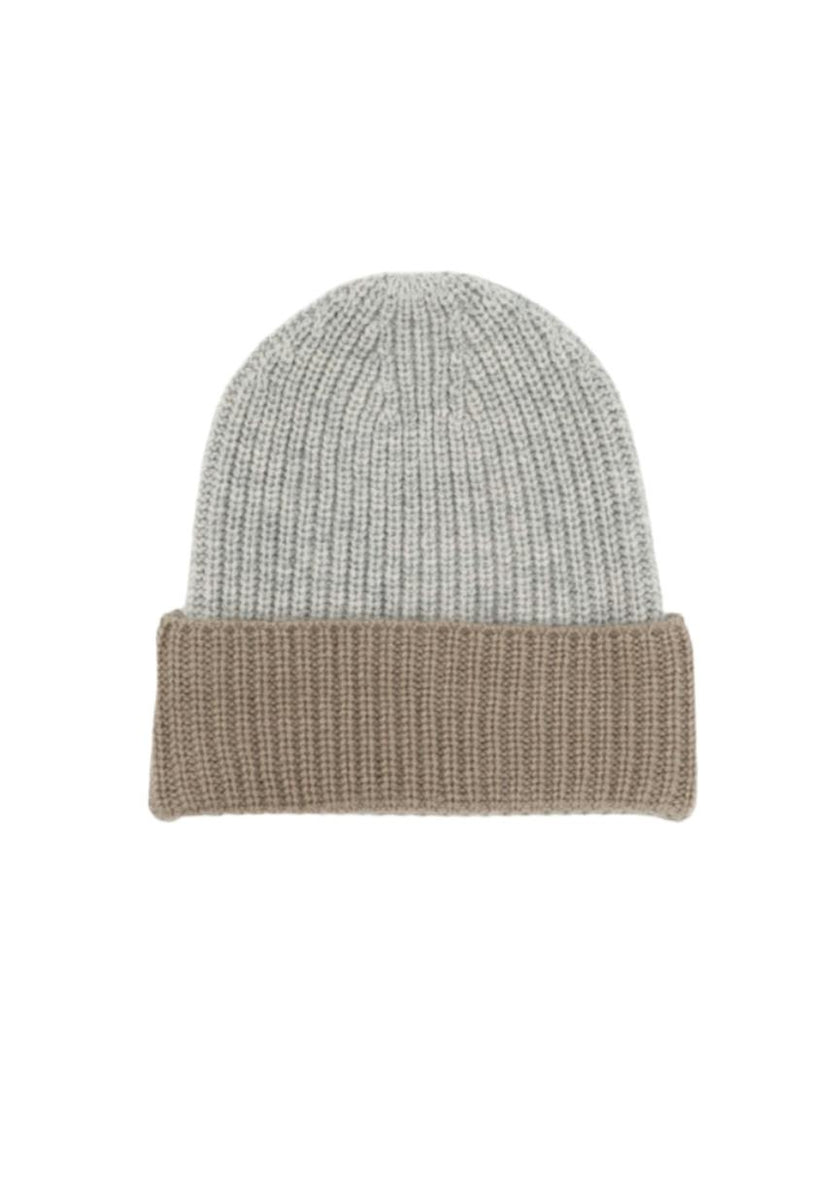 Cashmere Beanie | Grey/Brown