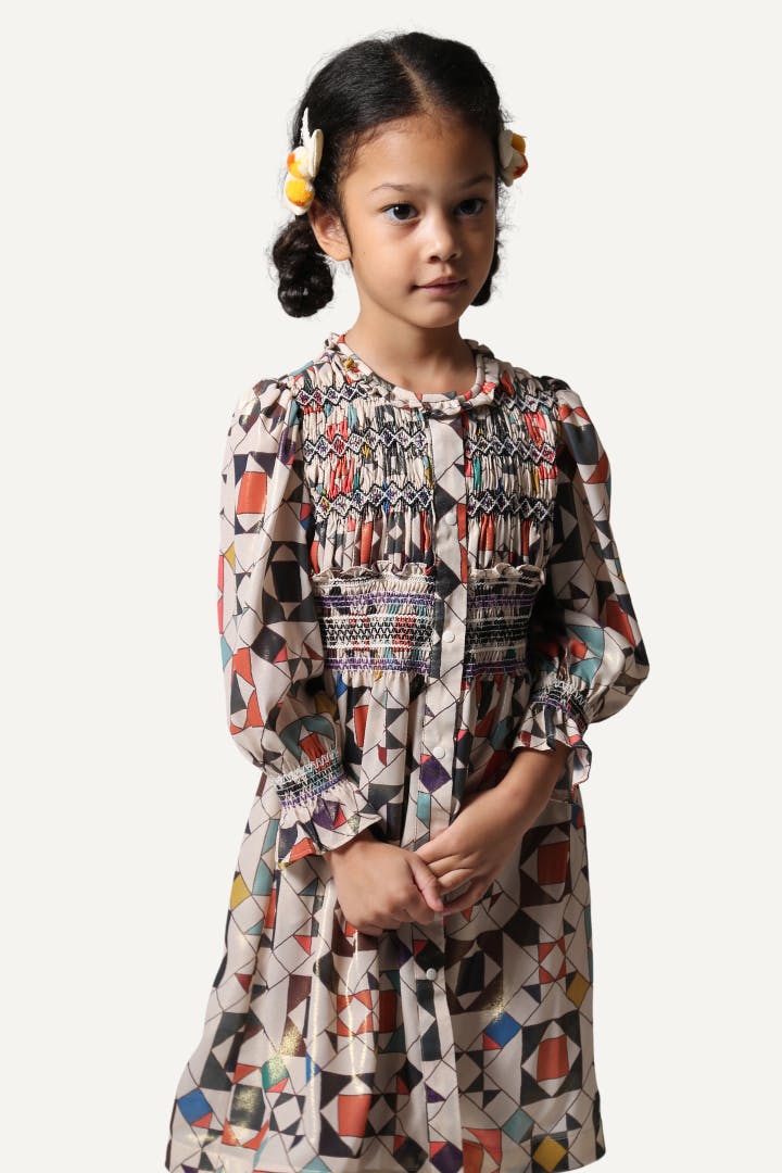 LUNA SMOCKED SHIRT DRESS