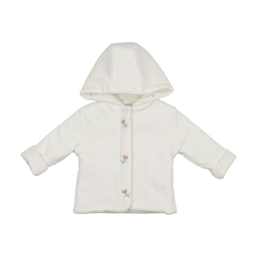 Plush Print Girls' Jacket Ivory & Pink