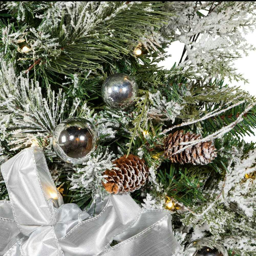 26-Inch Pre-Lit Snowy Silver Wall Tree