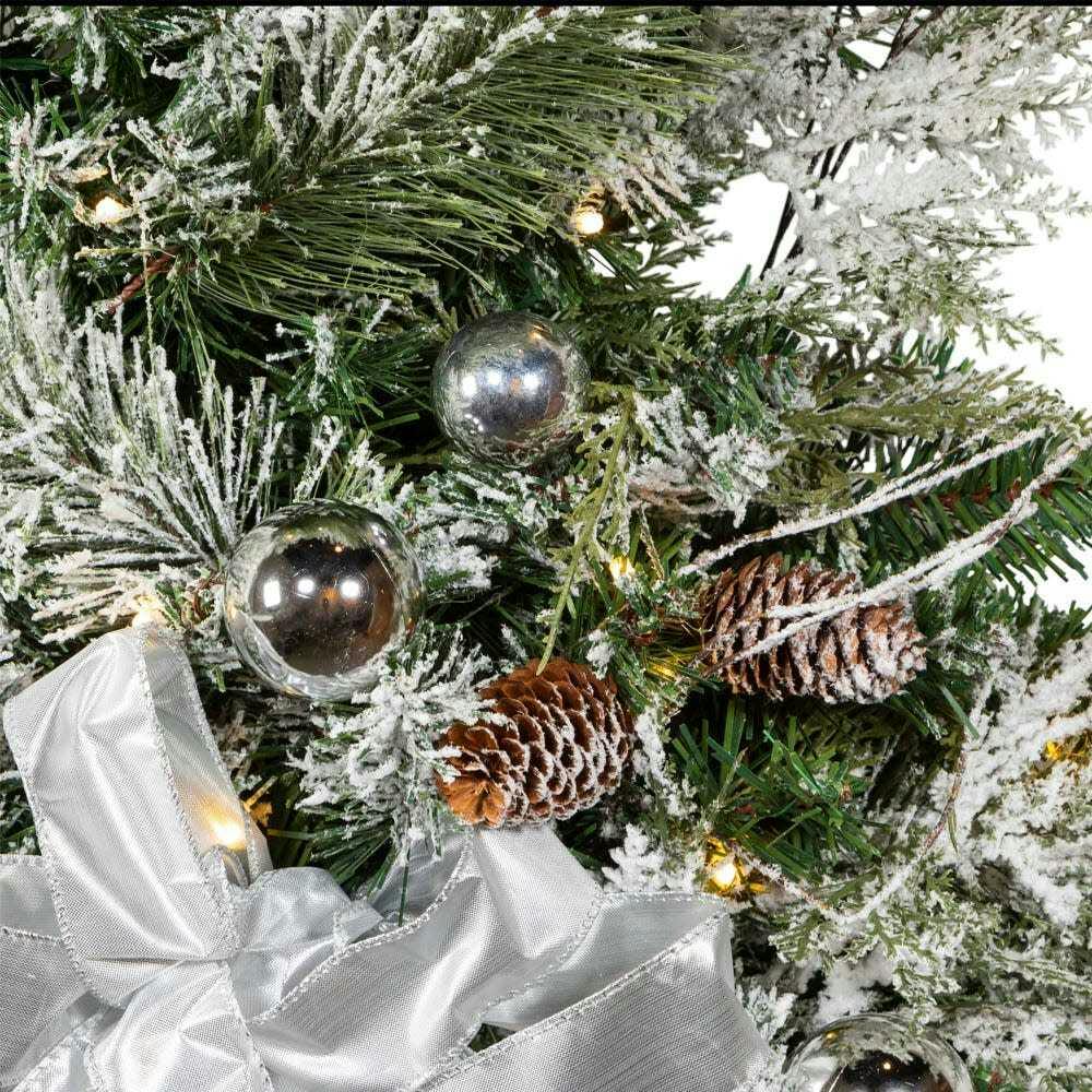 26-Inch Pre-Lit Snowy Silver Wall Tree