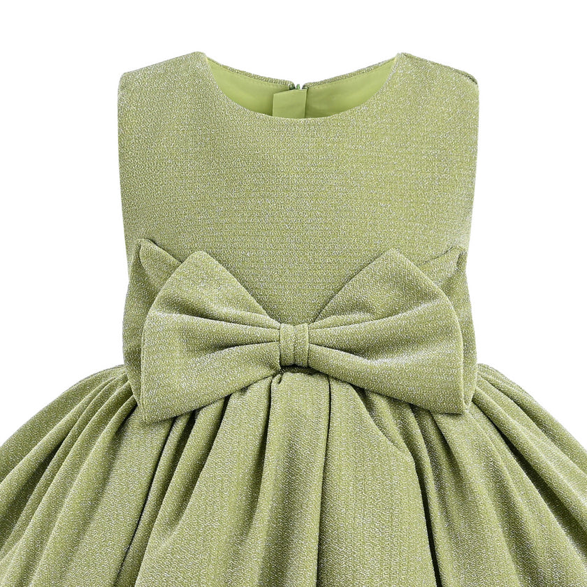 Green Isalyn Glitter Bow Dress