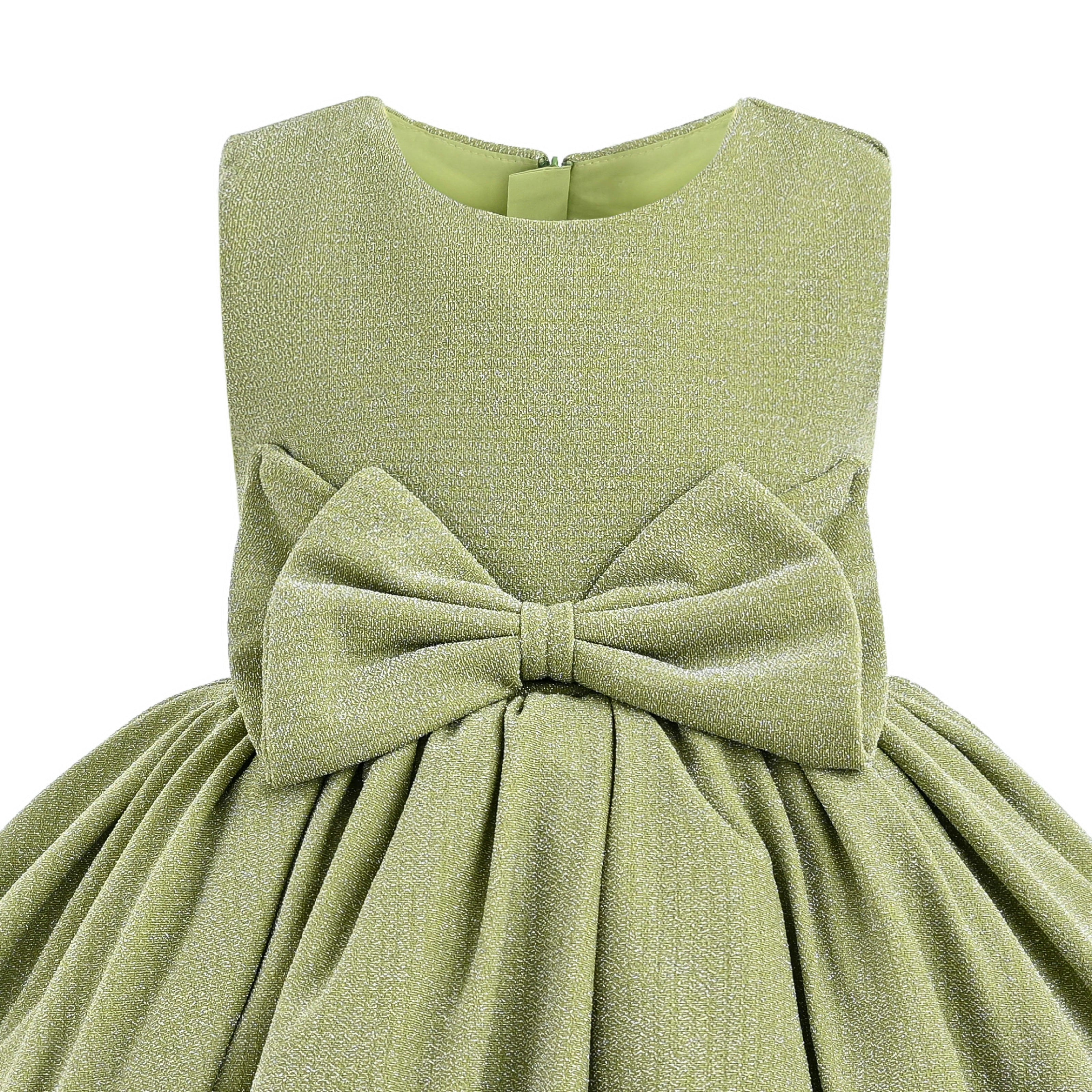 Green Isalyn Glitter Bow Dress