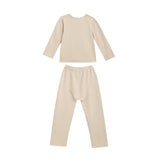 Beige Solid Wool-Blend Pajama Set