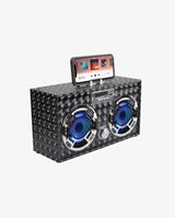 Bluetooth FM Radio W LED  Speakers Black Boombox