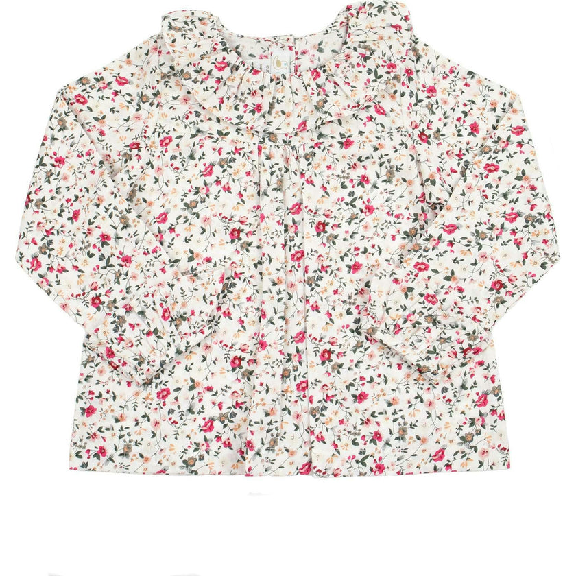 Holiday Floral Ruffle Blouse